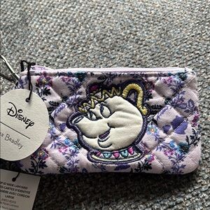 Disney Beauty and the Beast Lanyard with Mrs. Potts and zip up pouch. NWT